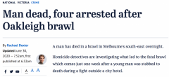 男子在打斗中死亡，4人被捕！墨尔本两周来接连