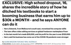 第二个比尔·盖茨？澳16岁辍学生月收入超3.2万澳