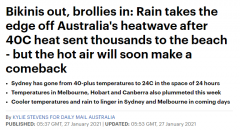 历经多日酷暑后，澳洲大部分地区迎来降温！多