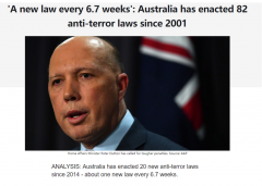 澳洲自2014年以来已颁布20部反恐法 近7周一部