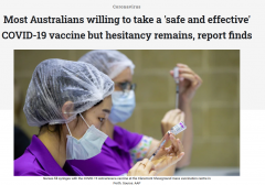报告：大多澳人愿接种“安全有效”新冠疫苗 不