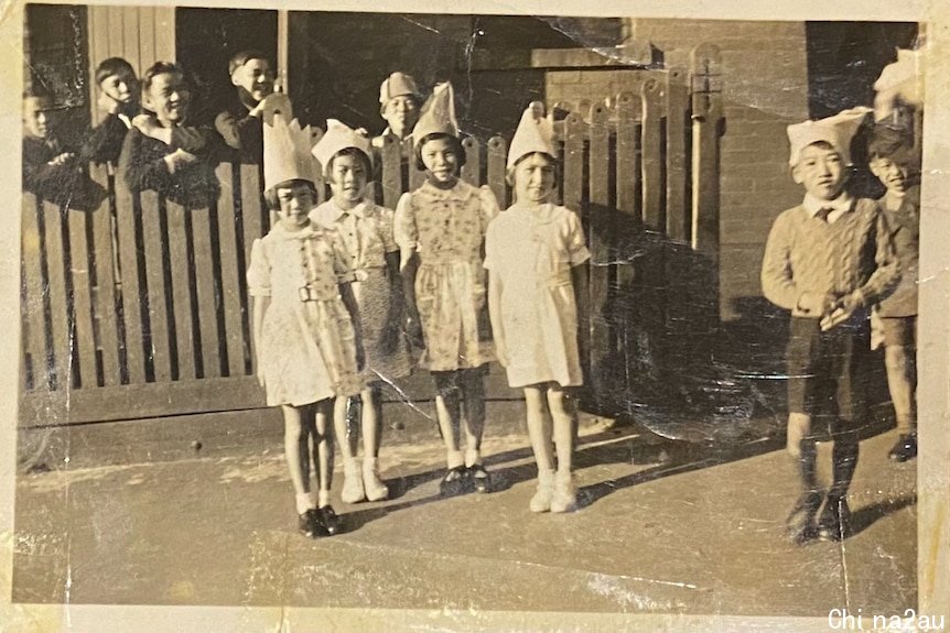 Elizabeth Chong and friends in the front of the church