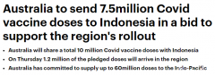 莫里森承诺向印尼运送750万剂新冠疫苗，120万剂