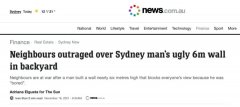 悉尼男子被新冠逼疯，在自家院子竖起近6米围墙