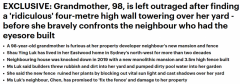 Eastwood民宅竖起近4米高墙，引发邻里矛盾！98岁华