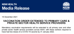 新州强制接种令范围扩大，更多医护人员需在1月