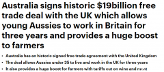 澳英正式签署自贸协定，99%商品取消关税，民众