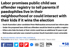 南澳工党承诺：加大打击儿童性犯罪力度！曝光