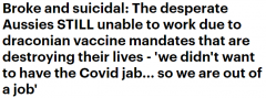 数千澳人因拒打疫苗而失业，多人直言“生活被毁”，心理健康恶化（组图）