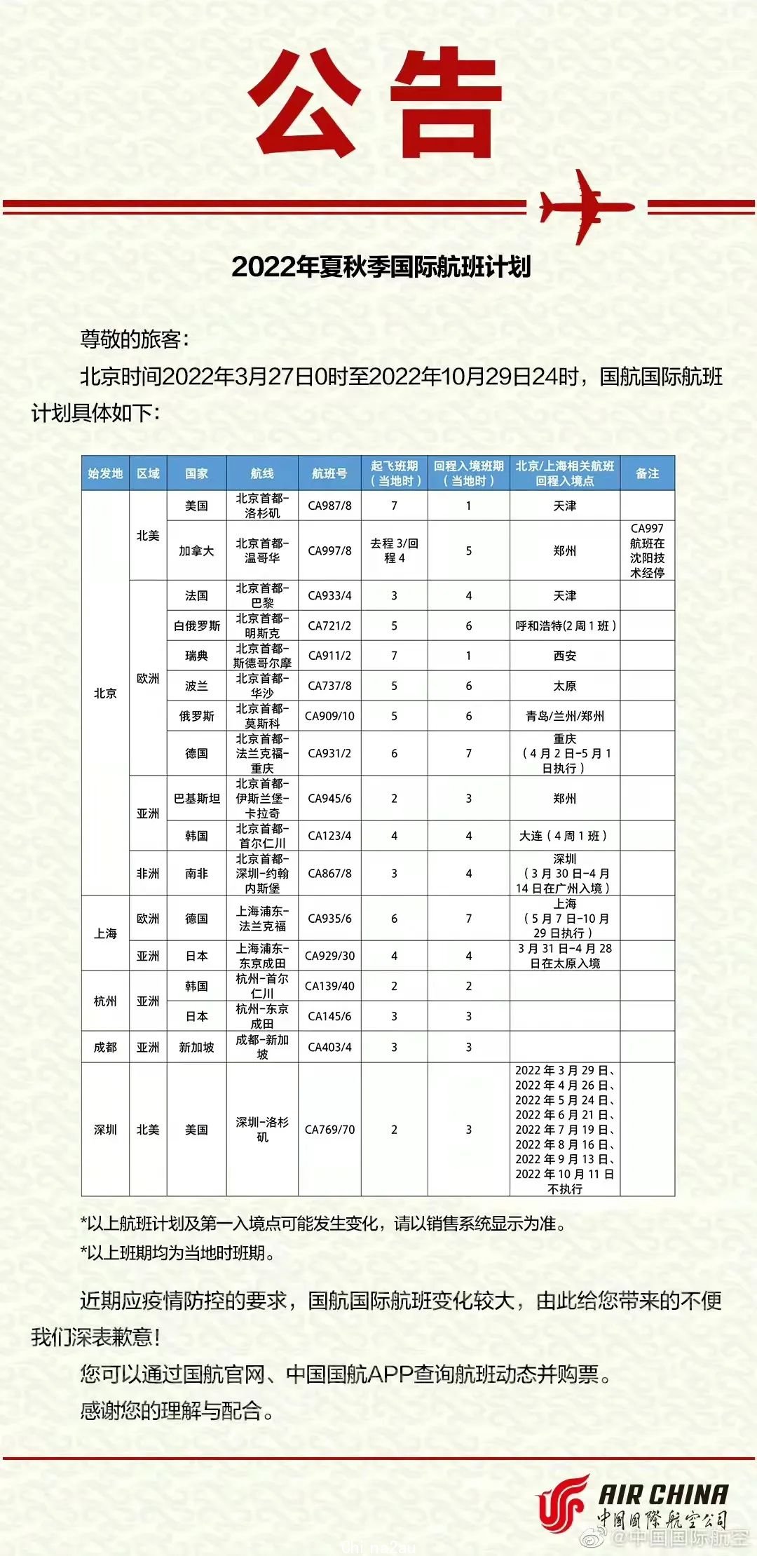 来了，6月各航司国际航班计划汇总