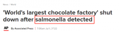 又出事！你吃的巧克力可能有沙门氏菌，严重感染可致命