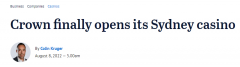 悉尼皇冠赌场今日正式开业！纯会员制无老虎机，原计划瞄准中国市场（组图）