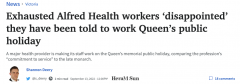 女王哀悼日还要工作，墨尔本医护抱怨太累！医院：要向女王学奉献（组图）