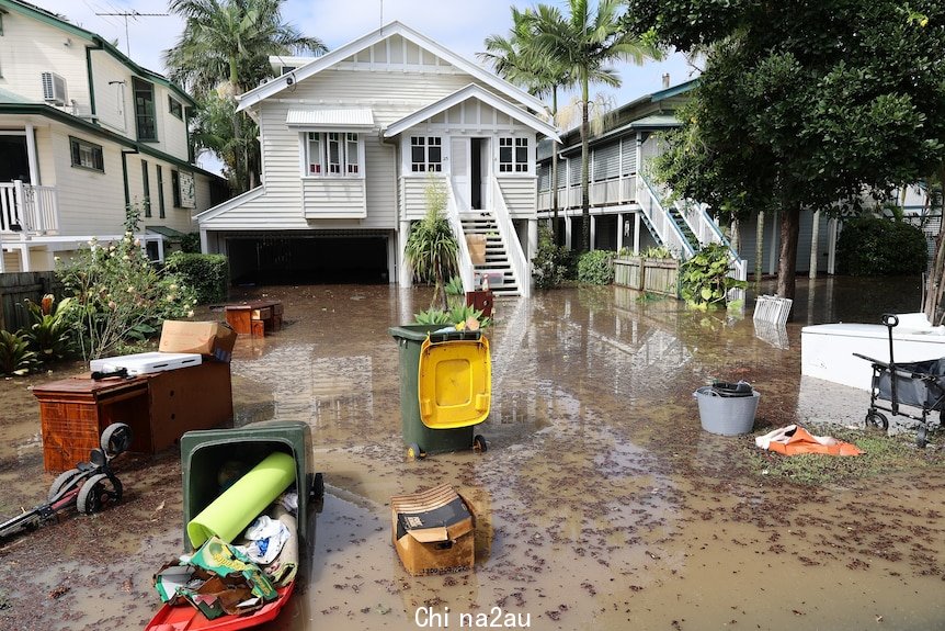 Flooded house in Norman Park in Brisbane