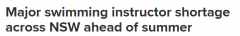 新南威尔士州游泳教练数量下降，大量儿童可能不会游泳