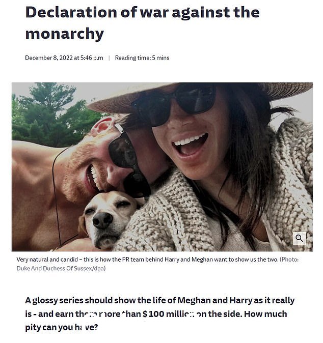 南德意志报,在德国,说这个系列相当于对君主制的'宣战',但询问人们对这对夫妇真正有多少怜悯