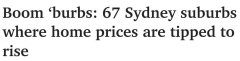 悉尼房市最新预测报告出炉！ 67地房价有望大涨 华人多区上榜（图）