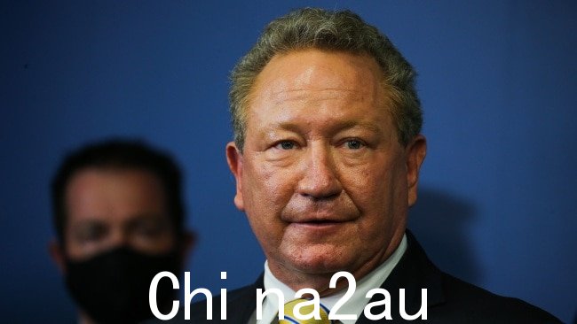 矿业巨头 Andrew Forrest 说联邦政府的 20 亿美元投资绿色氢有可能支撑澳大利亚几代人的经济安全。图片：NCA NewsWire / Gaye Gerard