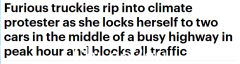 气候抗议者将自己锁在高速公路上，导致交通拥堵！卡车司机大喊：滚出去（合影）