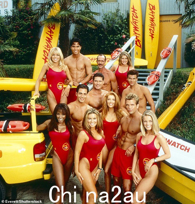 顶部，左起：Donna D'Errico、Jose Solano、Michael Newman、Marliece Andrada，中排，左起：Michael Bergin、David Hasselhoff、Angelica Bridges、Jeremy Jackson，底部，从左至右：Traci Bingham、Carmen Electra、David Chokachi、Kelly Packard