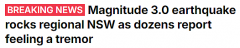 1个月内第3次！新南威尔士州又发生地震，多地民众有震感（图）