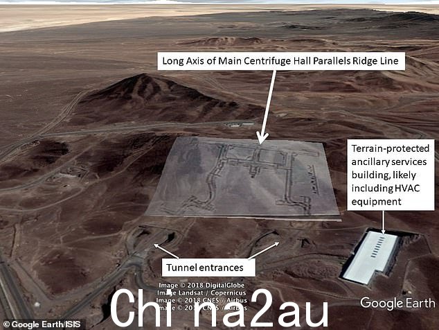 卫星图像和图形显示伊朗戒备森严的地下铀浓缩设施福尔多的视图