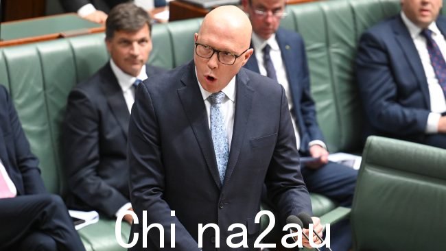 反对党领袖彼得·达顿(Peter Dutton)猛烈抨击总理安东尼·阿尔巴内斯(Anthony Albanese)，称其背叛了两党对以色列的支持。图片：NewsWire / Martin Ollman