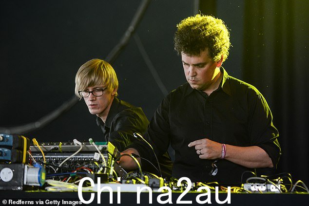 Jas Shaw and James Ford of DJ/Producer duo Simian Mobile Disco perform on stage at Field Day Festival 2014