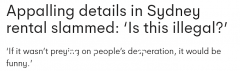每周租金只需 95 美元！悉尼出租屋广告太离谱 网友纷纷散布“阴谋论”（图）