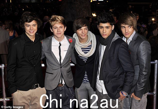 （左起）2010 年 One Direction 乐队成员 Harry Styles、Niall Horan、Louis Tomlinson、Zayn Malik 和 Liam Payne