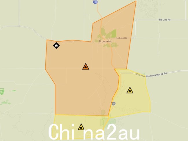 该警告适用于以 Broomehill-Kojonup Rd、Flat Rocks Rd、Greenhills South 为界的区域Rd、Great Southern 高速公路、Holland Track 和 West Peringillup 路。图片：西澳紧急情况。