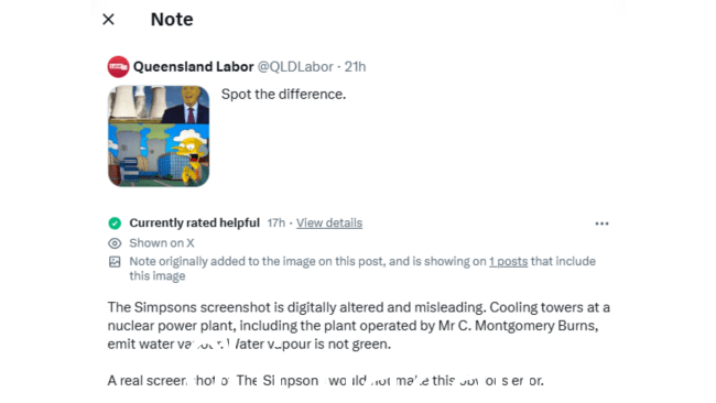 X 用户已在昆士兰工党发布的模因中添加了社区注释。图片：X 